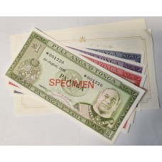 TONGA 1978 . ONE 1 - TEN 10 PA' ANGA BANKNOTES . SPECIMEN